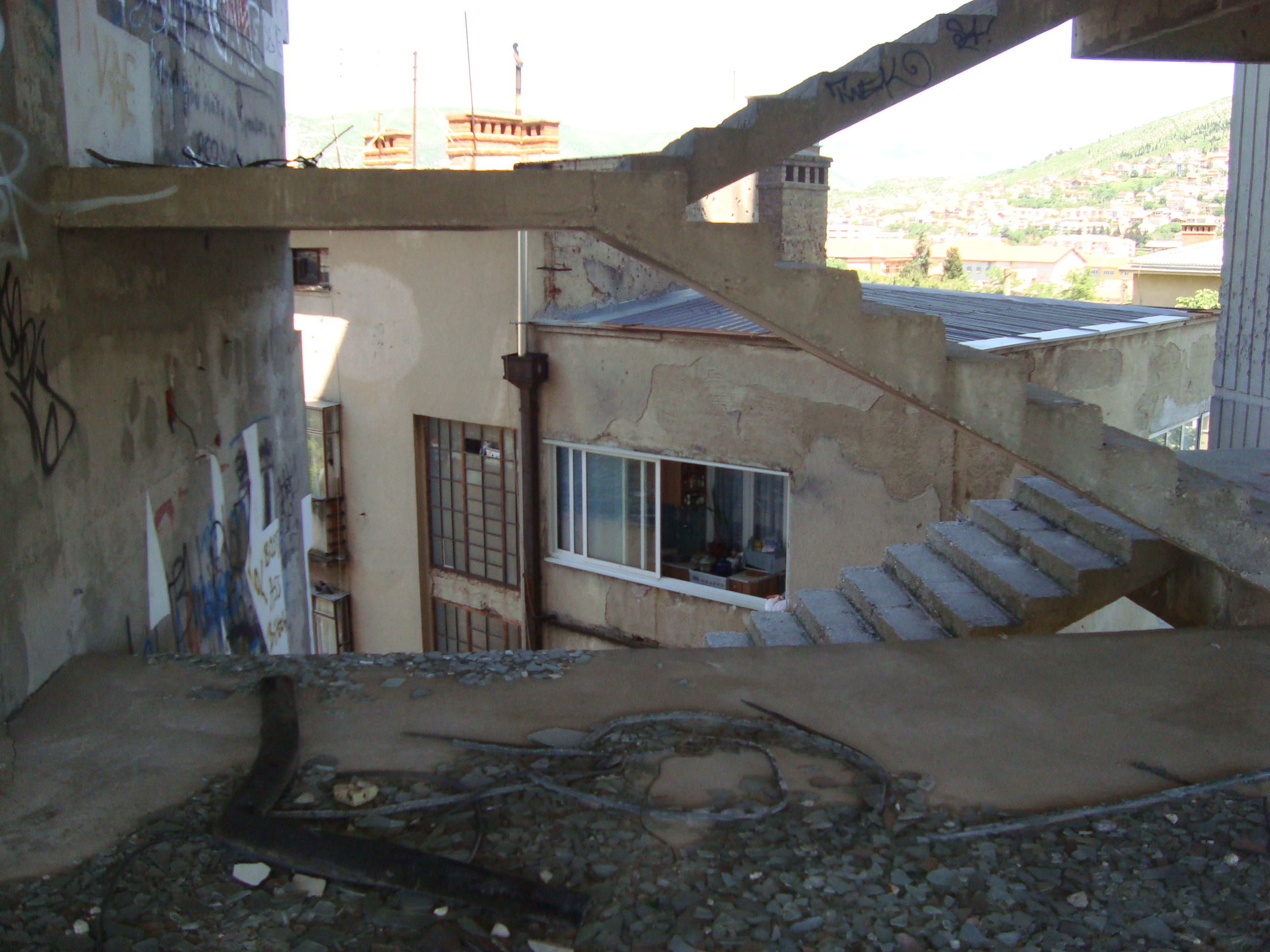 Apartment block adjacent to sniper's nest, Mostar