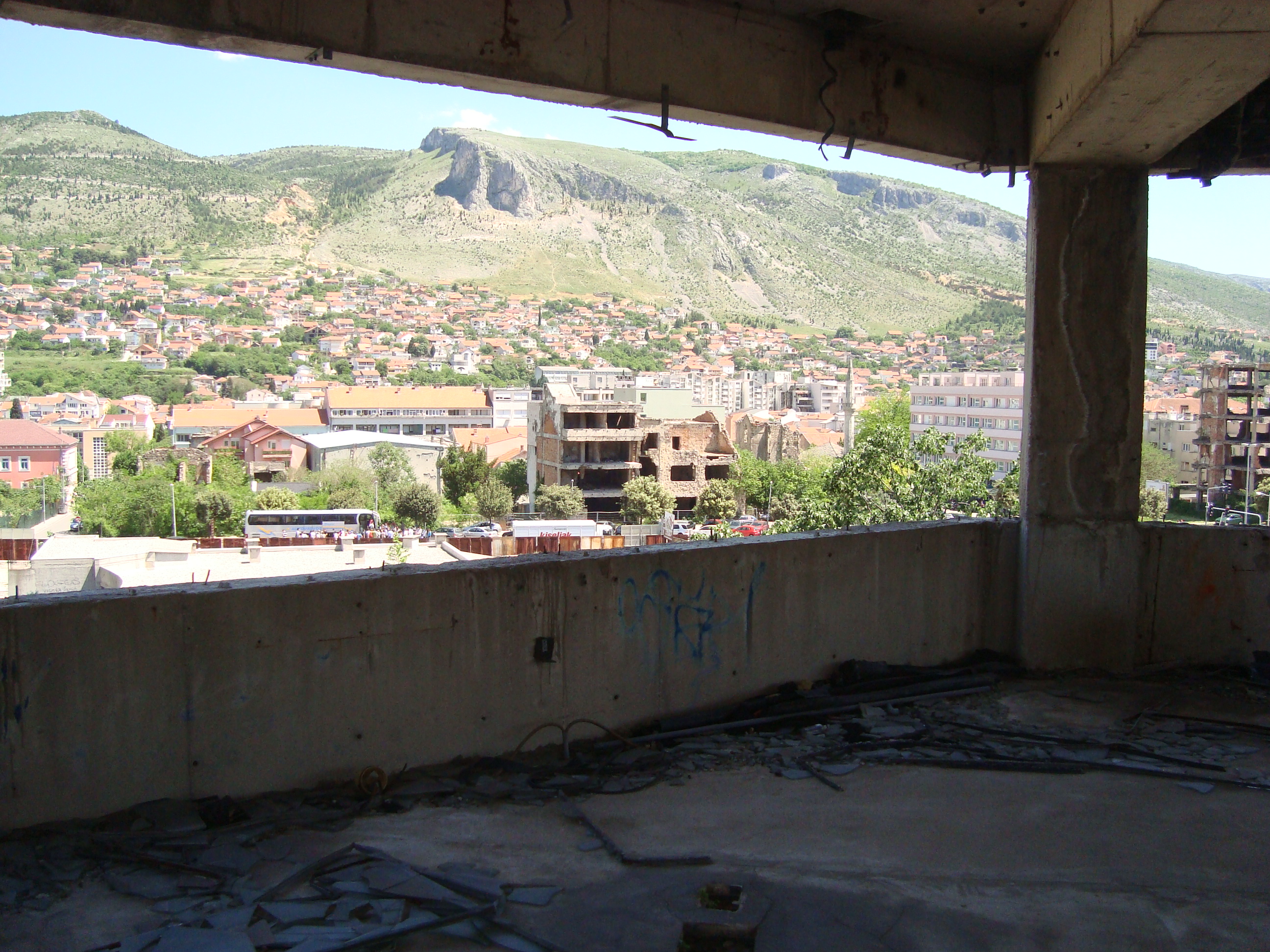 Destroyed buildings, view from sniper's nest, Mostar
