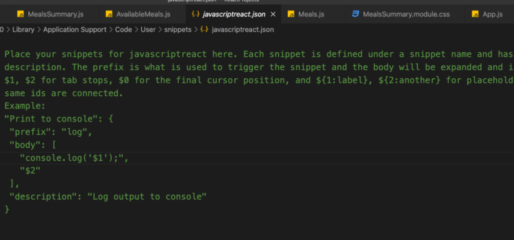 VS Code Custom Code Snippet