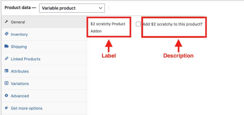 Checkbox with label and description on WooCommerce product back end