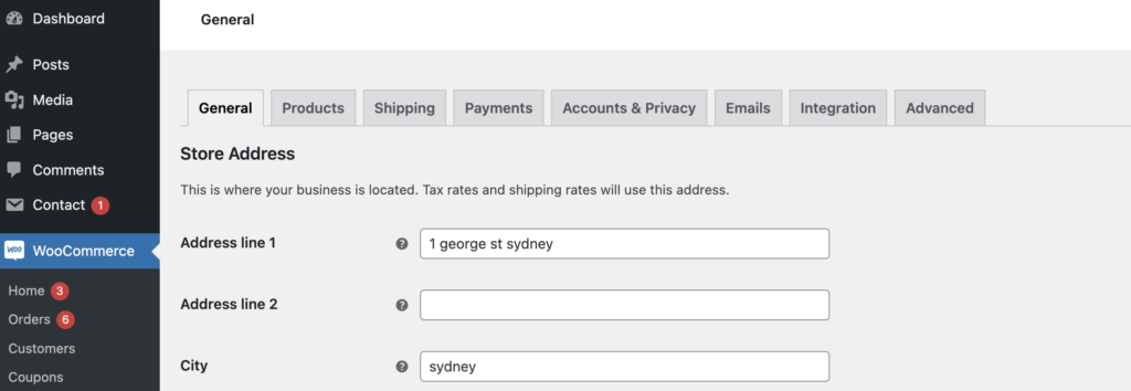 Core WooCommerce Settings Tabs